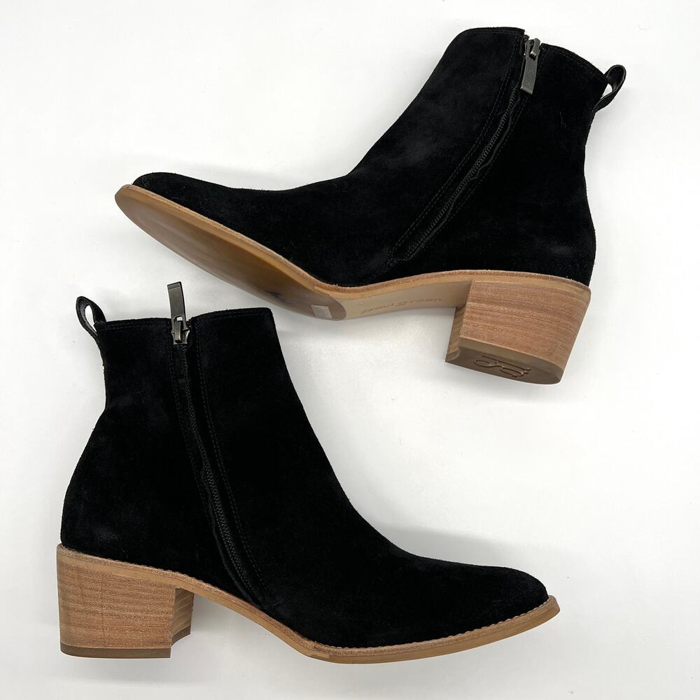 PAUL GREEN Sante Zip Bootie Womens 8.5 Black Suede Ankle Stacked Heel Chelsea - Picture 5 of 11